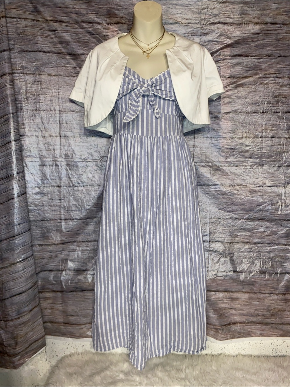 Old Navy | Dresses | Old Navy Blue White Striped Midi Dress